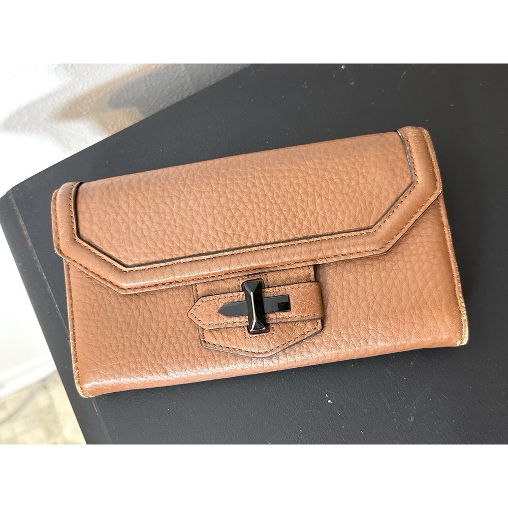 Rebecca Minkoff‎ Cream Pebbled Leather Envelope Style wallet clutch